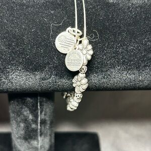 Alex and Ani Silver Floral Charm Bracelet